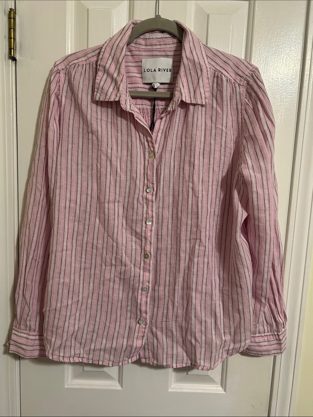 Lola River Pink Striped Button-Up Shirt NWT